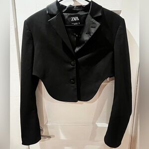 Zara Tailored Cropped Blazer Black Size XS